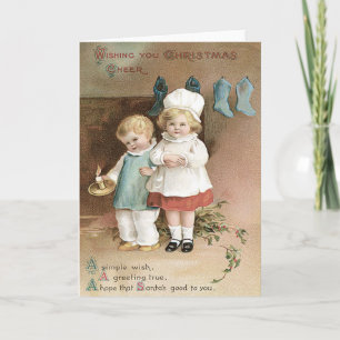 Cartão De Festividades Children Stockings Holly Candle