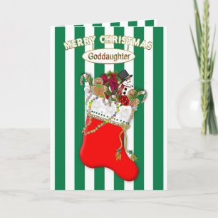 Cartão De Festividades Child's Christmas Stocking - Goddaughter - Candy