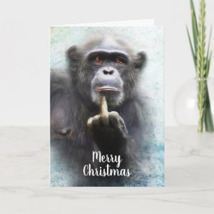 Cartão De Festividades Chimpanzé Engraçado Chimpanzé de Natal
