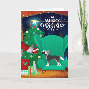 Cartão De Festividades Chinese Crested Christmas Santa's Gift Holiday