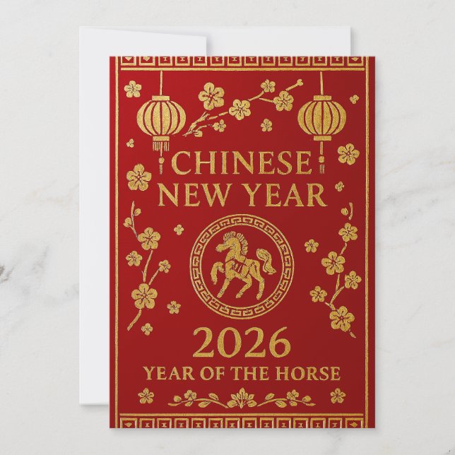 Cartão De Festividades Chinese New Year 2026 - Year of the Horse (Frente)