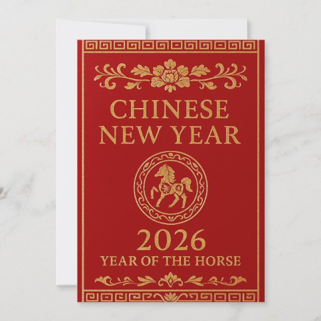 Cartão De Festividades Chinese New Year 2026 - Year of the Horse (Frente)