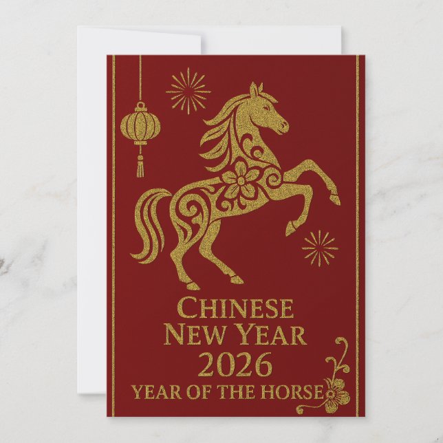 Cartão De Festividades Chinese New Year 2026 - Year of the Horse (Frente)