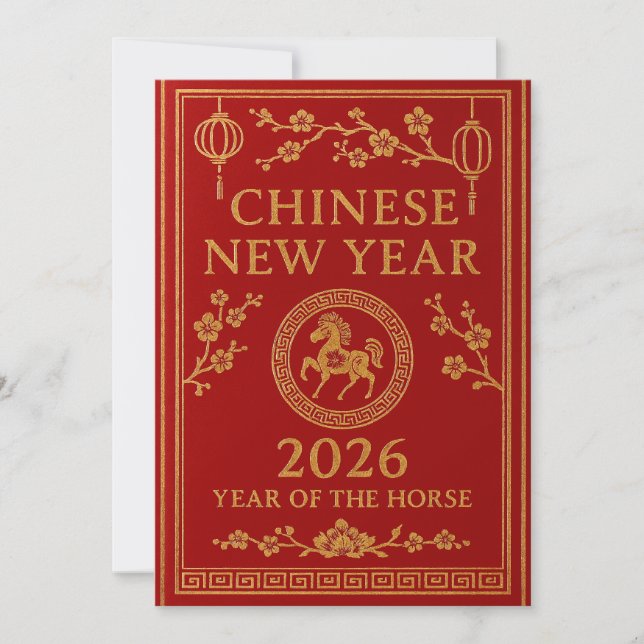 Cartão De Festividades Chinese New Year 2026 - Year of the Horse (Frente)
