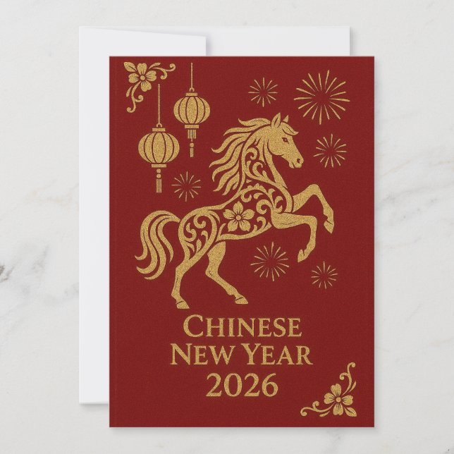 Cartão De Festividades Chinese New Year 2026 - Year of the Horse (Frente)