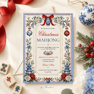 Cartão De Festividades Chinoiserie Natal Mahjong