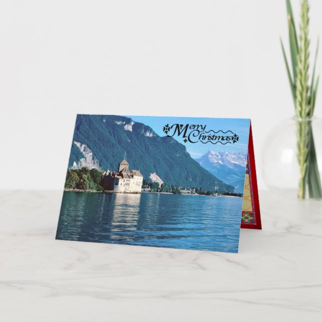 Cartão De Festividades Chinon do castelo, lago Genebra 4 (Frente)