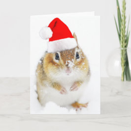 Cartão De Festividades Chipmunk nevado do papai noel