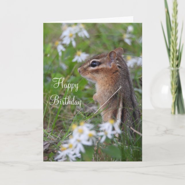 Cartão De Festividades Chipset Adorável em flores Aniversário (Frente)