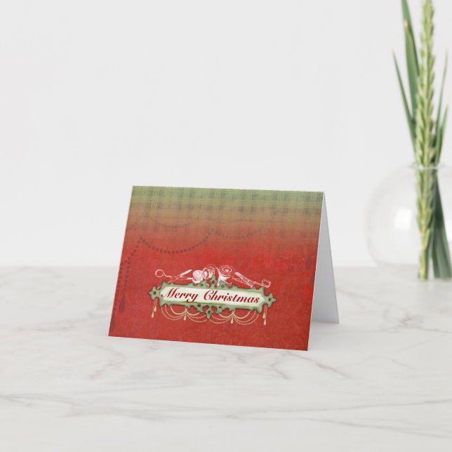 Cartão De Festividades Chique-candelabro costuração de natal (Frente)