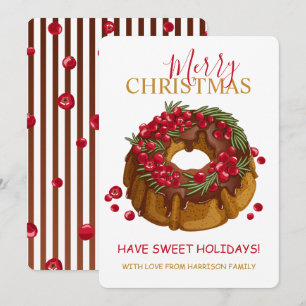 Cartão De Festividades Chocolate Cranberry Bundt Cake Feliz Natal