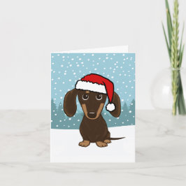 Cartão De Festividades Chocolate Dachshund Papais noeis Wiener Cão Natal