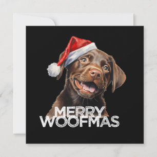 Cartão De Festividades Chocolate lab cachorro chapéu de papai noel FELIZ 
