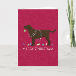 Cartão De Festividades Chocolate Lab Merry Christmas Design