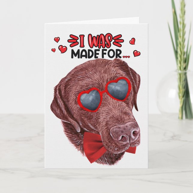 Cartão De Festividades Chocolate Labrador Cachorro Te Amando Namorados (Frente)