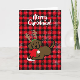 Cartão De Festividades Chocolate Labrador e desenhos animados do Natal do