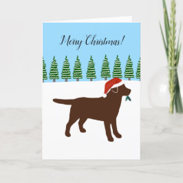 Cartão De Festividades Chocolate Labrador Natal Evergreen Santa Hat