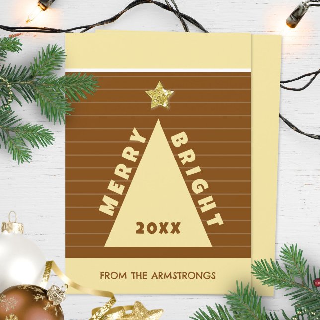 Cartão De Festividades Chocolate Minimalist Geometric Christmas Tree (Chocolate Minimalist Christmas Tree Simple Holiday Card ©Susanne Sachers - Sunny Mind 🌞)