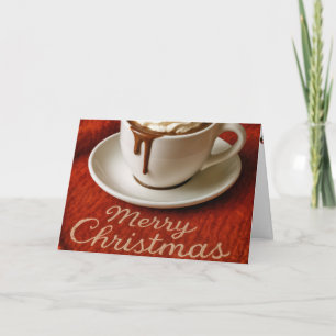 Cartão De Festividades Chocolate Quente de Natal em Cobertor Vermelho