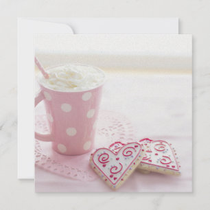 Cartão De Festividades Chocolate quente dos biscoitos do amor do coraçã
