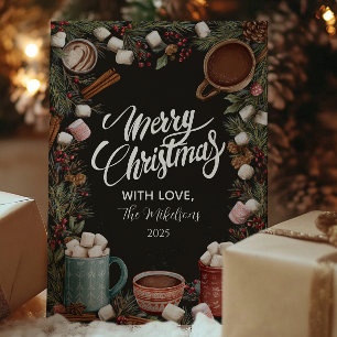 Cartão De Festividades Chocolate Quente Rústico de Natal