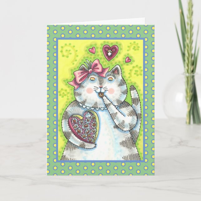 CARTÃO DE FESTIVIDADES CHOCOLATES DO ADMIRER SECRETO DE KITTEN, NAMORADOS (Frente)