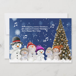 Cartão De Festividades Chorus of Snowmen sing greetings - Personalize