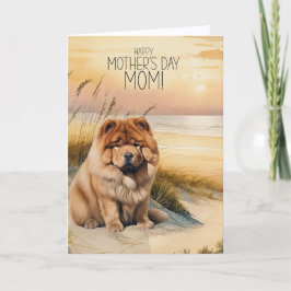 Cartão De Festividades Chow Chow Dog Sunset Beach Mother's Day