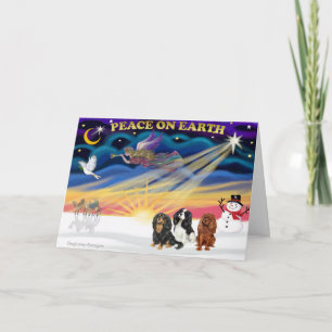 Cartão De Festividades Christgmas Sunrise - Cavalier King Charles (three)