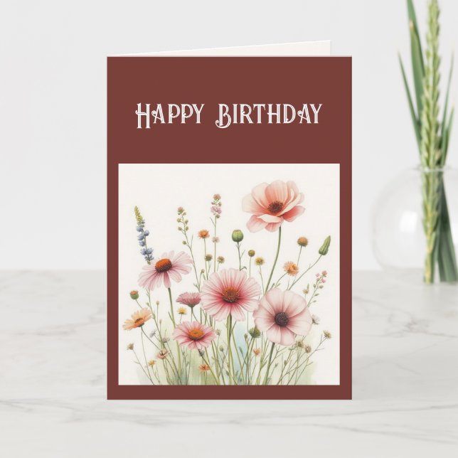 Cartão De Festividades Christian Birthday Wild Flower Garden Floral (Frente)
