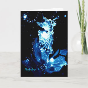 Cartão De Festividades Christian Christmas card herald angel blue on blac