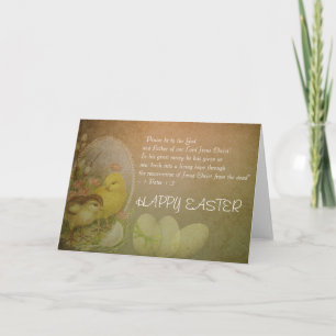 Cartão De Festividades Christian Happy Easter Bible Verse Chickens