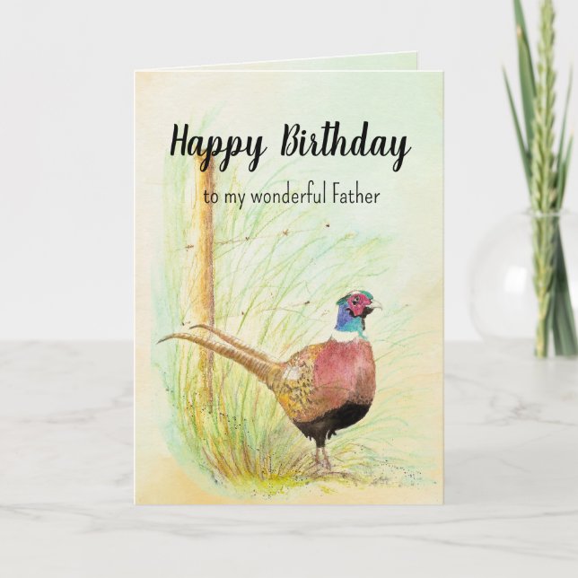 Cartão De Festividades Christian Prayer Pai Birthday Pheasant Gamebird (Frente)