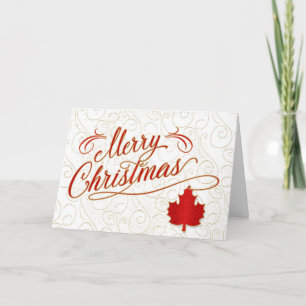Cartão De Festividades Christma feliz para canadenses no mapa vermelho e