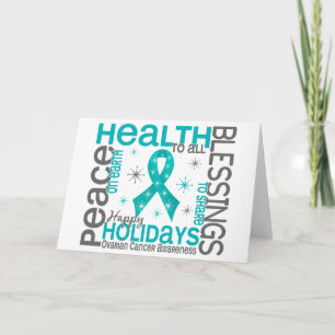 Cartão De Festividades Christmas 4 Ovarian Cancer Snowflakes