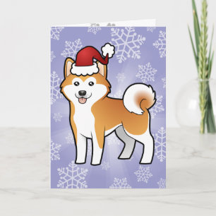 Cartão De Festividades Christmas Akita Inu / Shiba Inu
