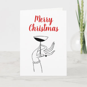 Cartão De Festividades Christmas Art Deco Lady’s Holding Champagne Glass