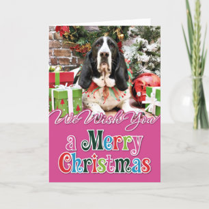 Cartão De Festividades Christmas - Basset Hound - Jasmine