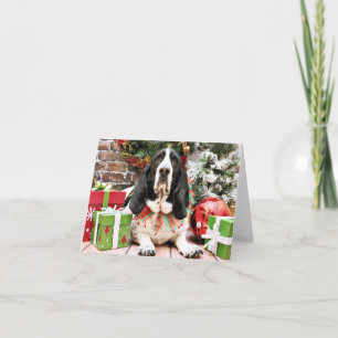 Cartão De Festividades Christmas - Basset Hound - Jasmine