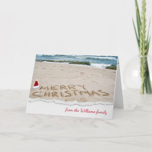 Cartão De Festividades Christmas beach with surf