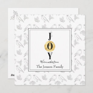 Cartão De Festividades Christmas black white gold floral chic typography