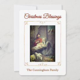 Cartão De Festividades Christmas Blessings Nativity Scene Flat Card