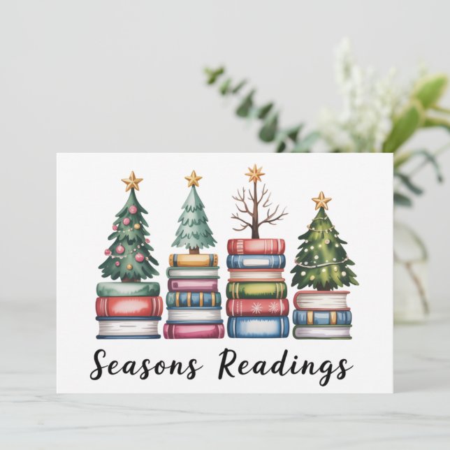 Cartão De Festividades Christmas Book Lover Teacher Reading Season Xmas (Em pé/Frente)