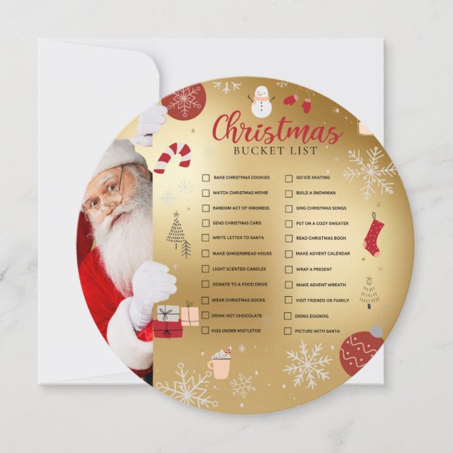 Cartão De Festividades Christmas Bucket List Card (Frente)