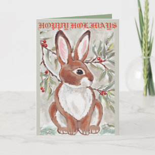 Cartão De Festividades Christmas Bunny Rabbit Card Rabbit Lover Gray