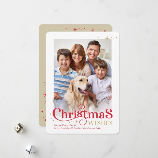 Cartão De Festividades CHRISTMAS calligraphy stylish festive modern photo (Frente/Verso In Situ)