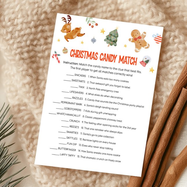 Cartão De Festividades Christmas Candy Match Game (Christmas Party Games )