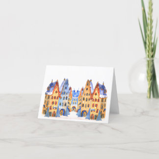Cartão De Festividades Christmas Card Best Wishes Card Winter Town Snow 