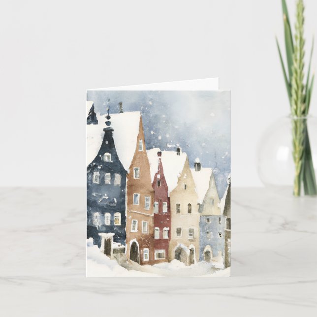 Cartão De Festividades Christmas Card Best Wishes Winter Town Snow Feiert (Frente)
