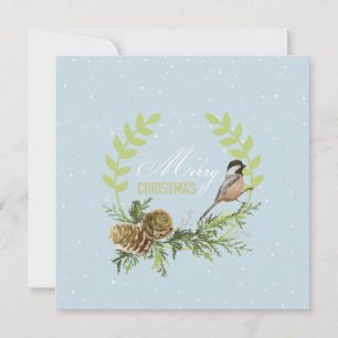 Cartão De Festividades Christmas card bird, pine cones Xmas